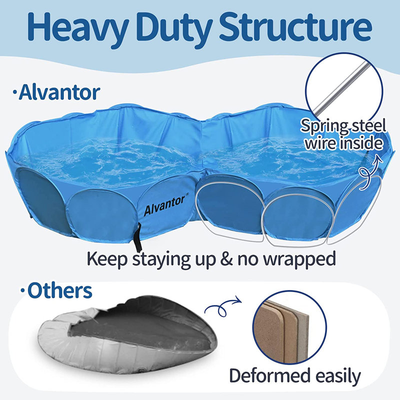 Blue Double Pet Swimming Pool with PVC Frame
