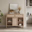 Buffet en rotin à 2 tiroirs et 3 portes l 43,39 po avec tablettes réglables-210026500