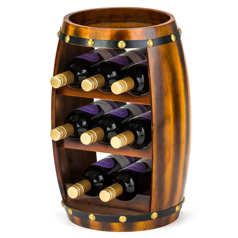 Collinsburg 8 Bottle Floor Wine Bottle Rack in Oak