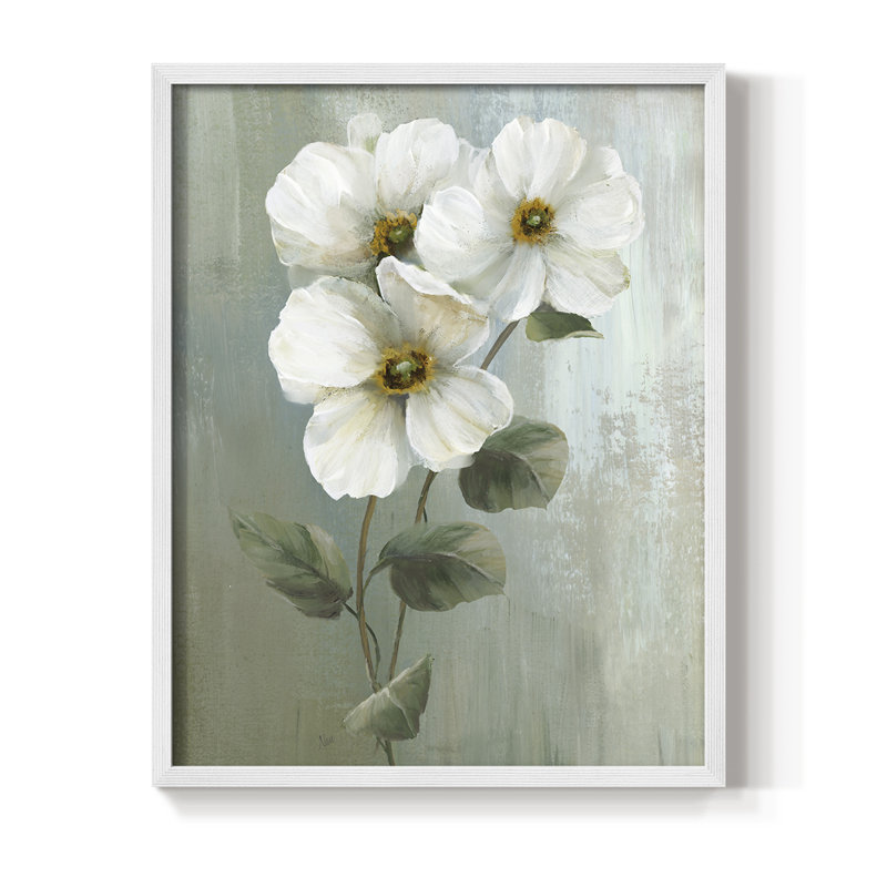«White Fancy I», reproduction encadrée - bois massif, H 11 po x l 9 po, Blanc