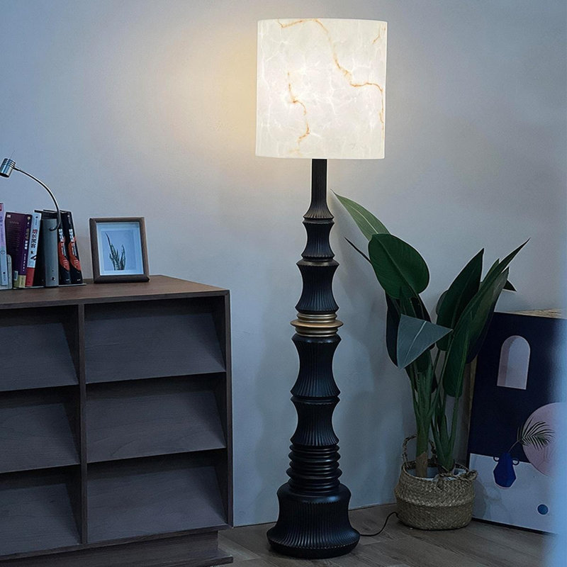 White+Black+Gold Stone+Resin Free Form Floor Lamps