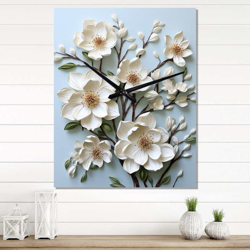 Horloge murale Dogwood Field Pointillism Collage IV, Petit