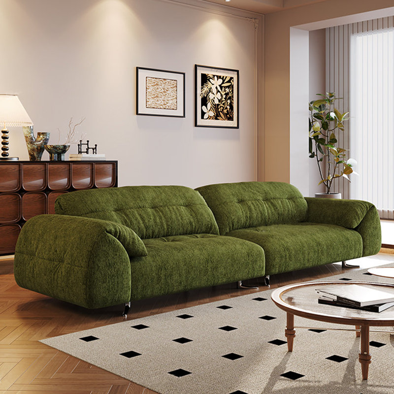 Coussin en chenille vert, H 30,71 po x l 110,24 po x P 41,34 po