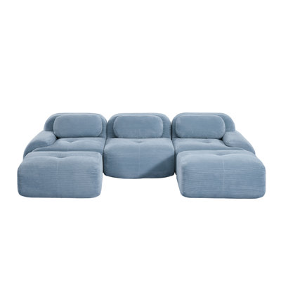 Canapé modulaire en forme de U en velours côtelé respirant de qualité supérieure - Conception sans assemblage avec base antidérapante, larges accoudoirs incurvés, rembourrage en éponge 3D à haute résilience, adapté aux animaux de compagnie et ergonomique pour les salons, les chambres et les bureaux