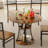 Round Wood Top Metal Base Dining Table-368476529