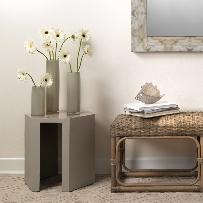 Hexagonal Faux Horn and Wood Side Table