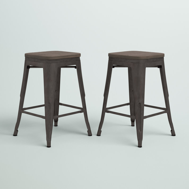 Christie Stackable Bar Stools, Antique/Espresso, Counter Stool (24" Seat Height)
