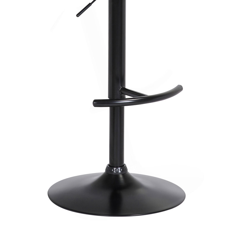 Tabouret de bar réglable en bois noir en tissu gris clair avec métal noir