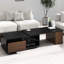 Table basse réglable à 2 tiroirs, noire, pour espace de vie avec espace de rangement