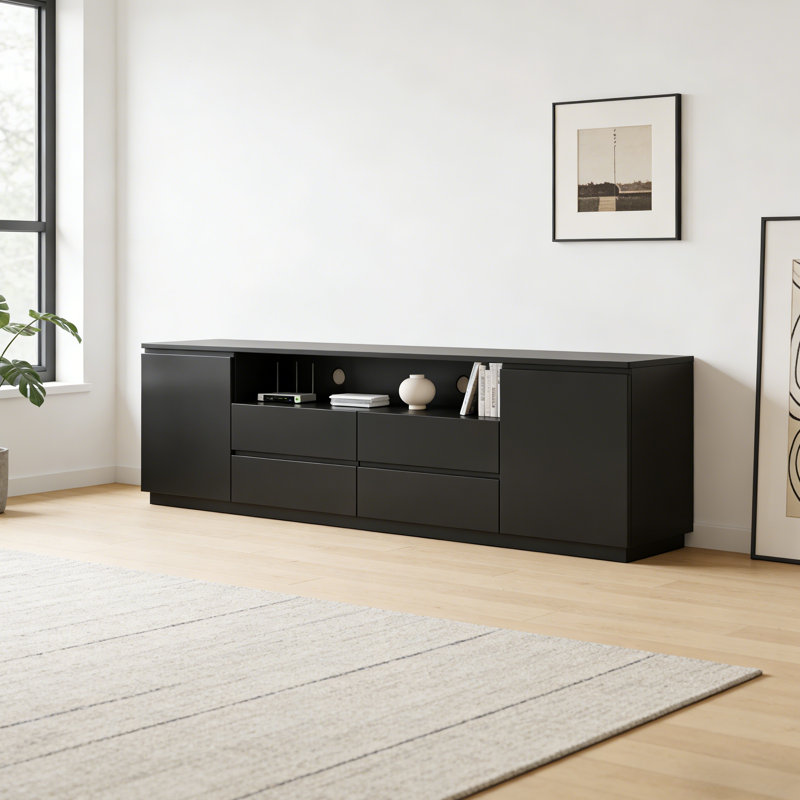 Meuble télé simple et tendance, H 23,62 po x L 78,74 po x l 15,75 po, Noir