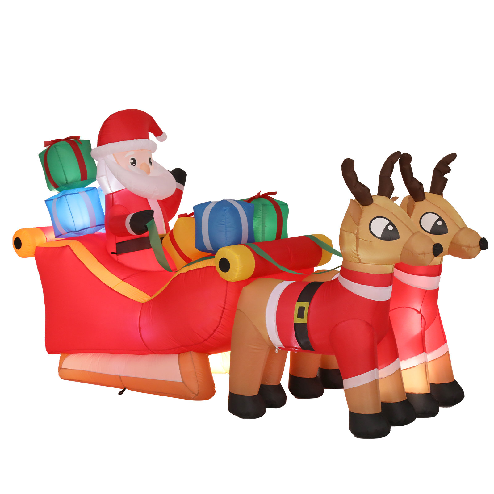 Darby Home Co Inflatable Santa Sleigh With Two Reindeer And Gifts 7.8