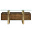 Console de rangement avec plateau en verre trempé et 4 tiroirs en laiton et laiton antique