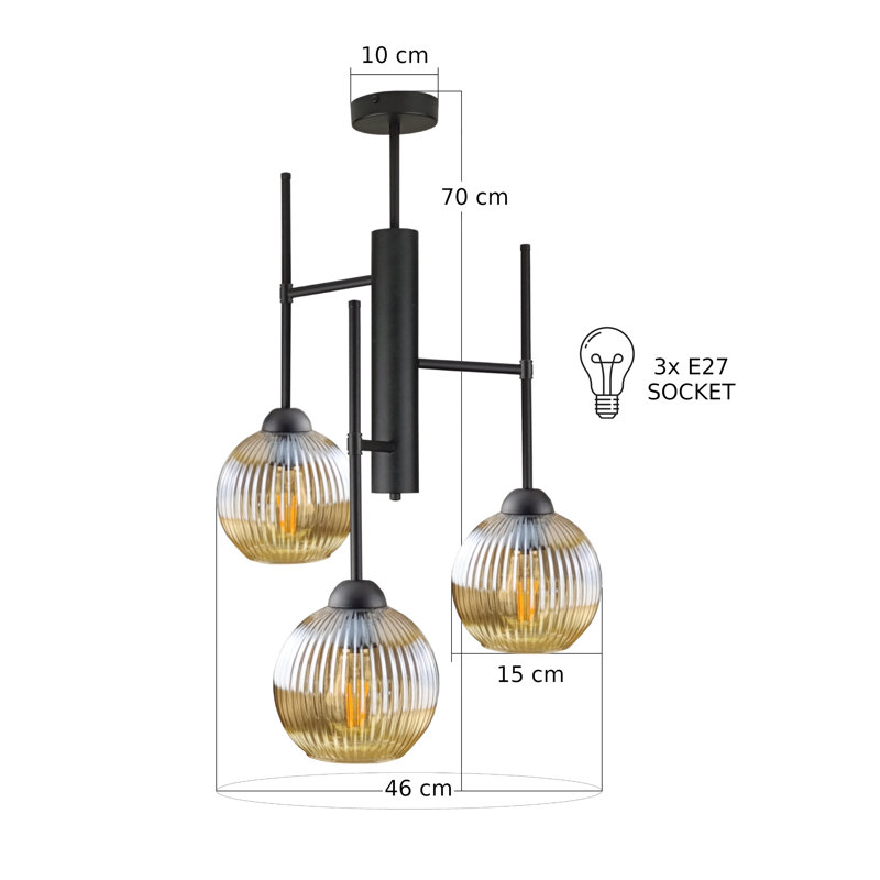 Kliper 3-light Flush Mount, Brown
