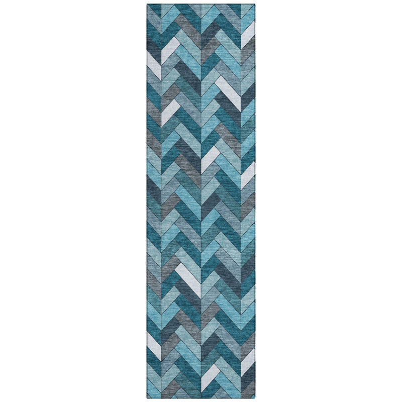 Machine Washable Indoor/Outdoor Matteson ACN2296 Geometric Rug, Runner 2'3" x 7'6"