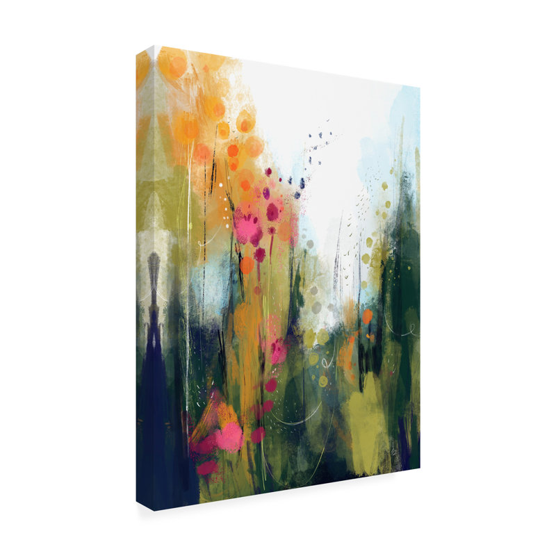«Wildwood» par Ishita Banerjee - peinture sur toile tendue, H 19 po x l 14 po x P 2 po