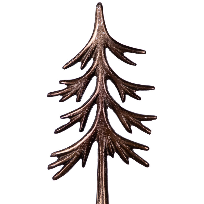 Arbres sur décorations de Noël en métal à base de bois - 11,5 po - ensemble de 2, Bronze