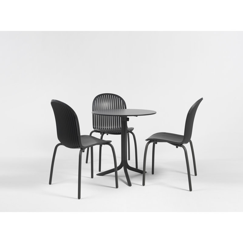 Roulston Stacking Patio Dining Side Chair with Cushion, Bianco