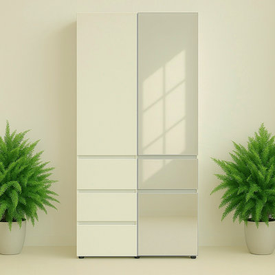 Elise Modular Wood Closet System With Mirror In White