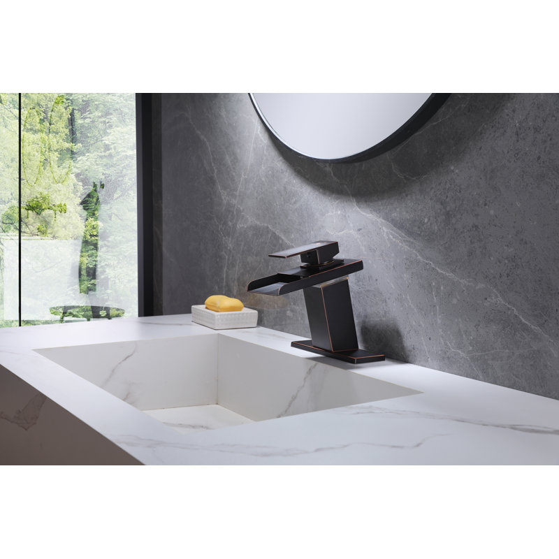 Single-Hole Single-handle Bathroom Faucet with Drain Assembly, Bronze