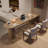 Brown U-Shaped Solid Wood desk-108772224