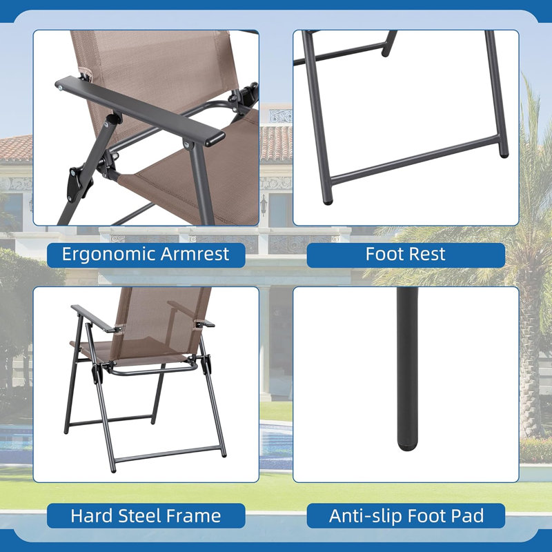 Ensemble de 4 chaises de salle à manger pliantes d'extérieur