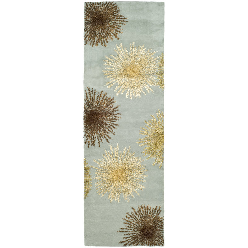 Amberjack Hand Tufted Wool And Viscose Abstract Rug, Runner 2'6" x 6'