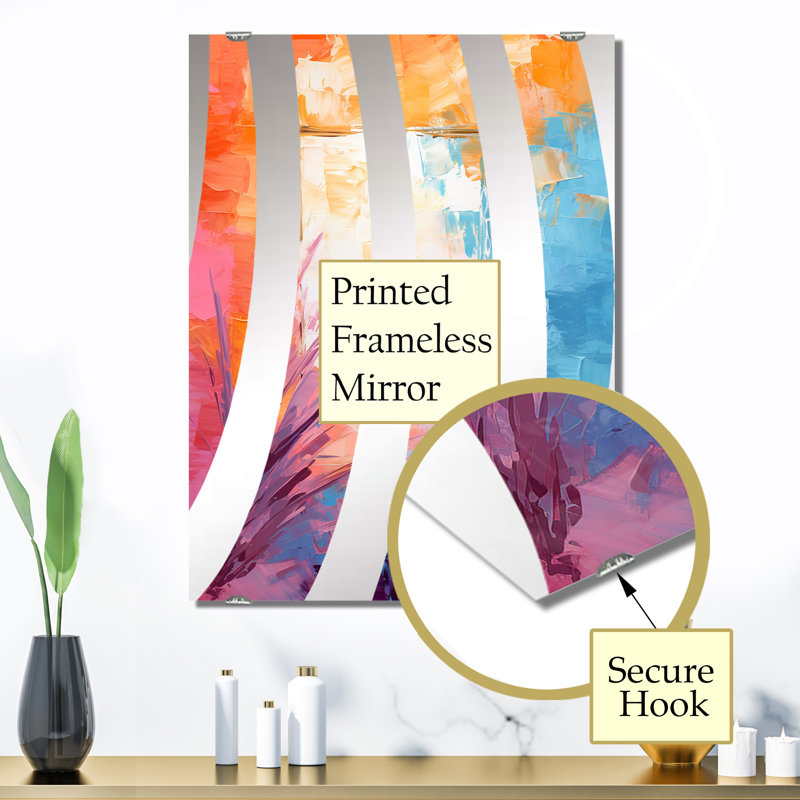 Habr - Grand miroir mural floral abstrait MIR136715, 32 po x 24 po