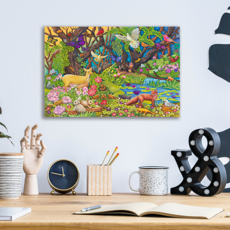 «Forest Animals» par Andrea Strongwater, art mural en verre acrylique, H 12 po x l 16 po x P 0,13 po
