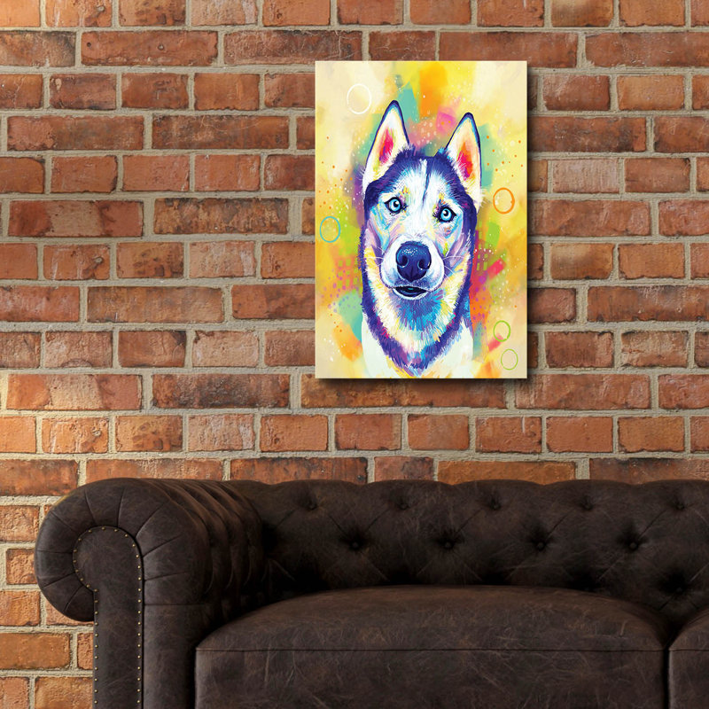 Art mural en verre épique «Pop Art Siberian Husky» par Furbaby Affiliates, H 24 po x l 16 po x P 0,2 po