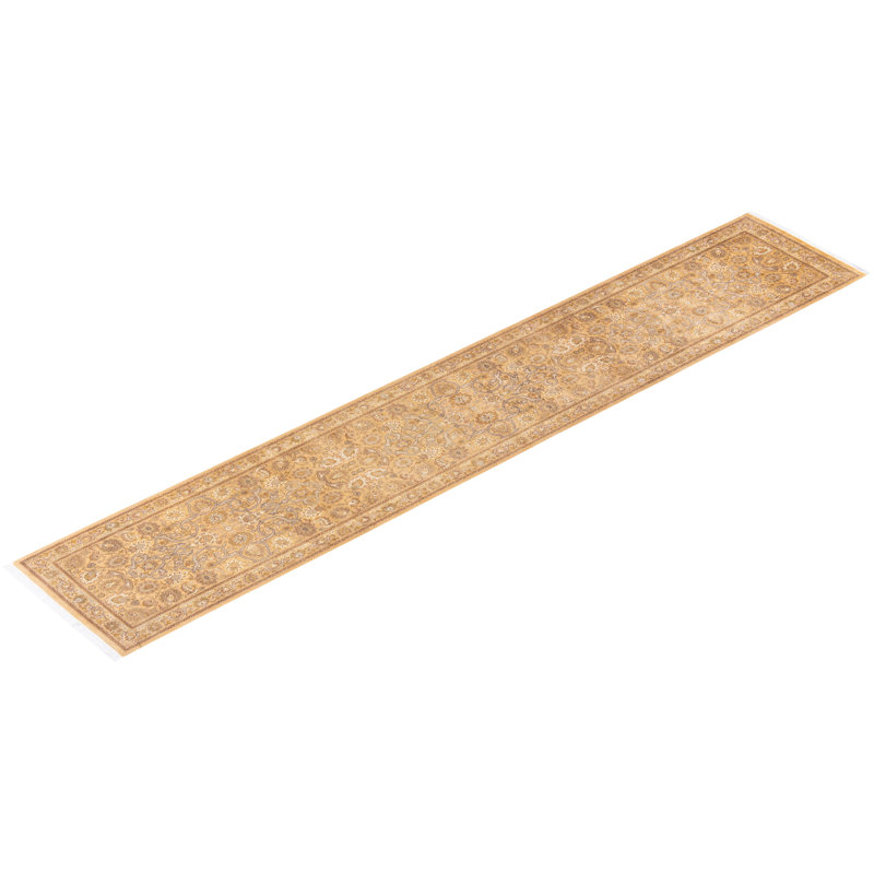 Handmade Yellow Wool Traditional Runner Rug