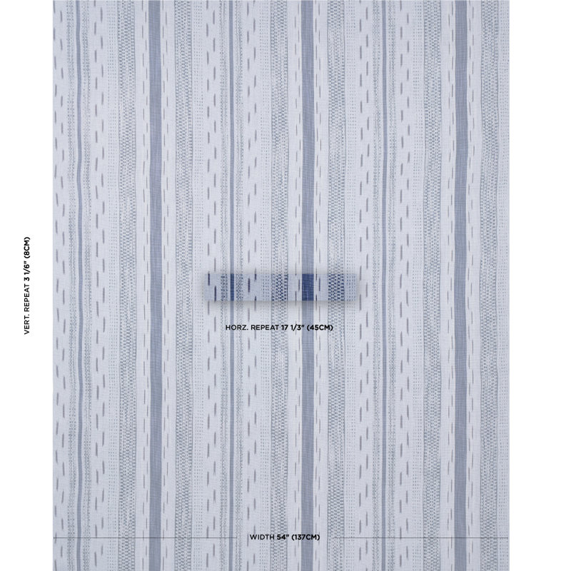 Mirza Ikat Stripe Fabric, Indigo/Chambray
