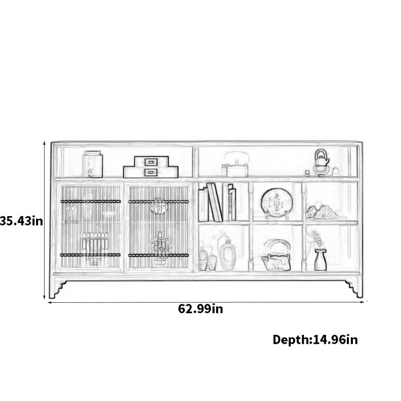 Black Walnut Wood Solid Wood High-End Sideboard