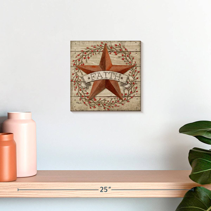Tergel Barn Star With Berries I, 10" H x 10" W