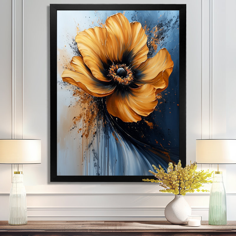 Spriggs - reproduction d'art sur toile abstraite, H 20 po x l 12 po, Picture Framed, Noir, noir, noir, noir