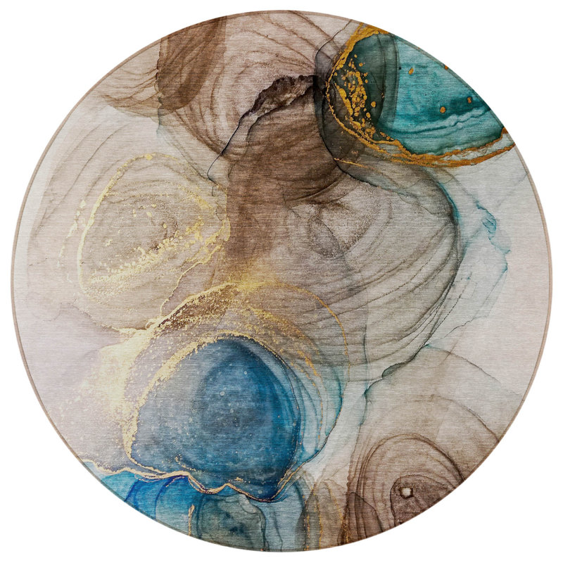 Tapis d'intérieur rond 8 po beige