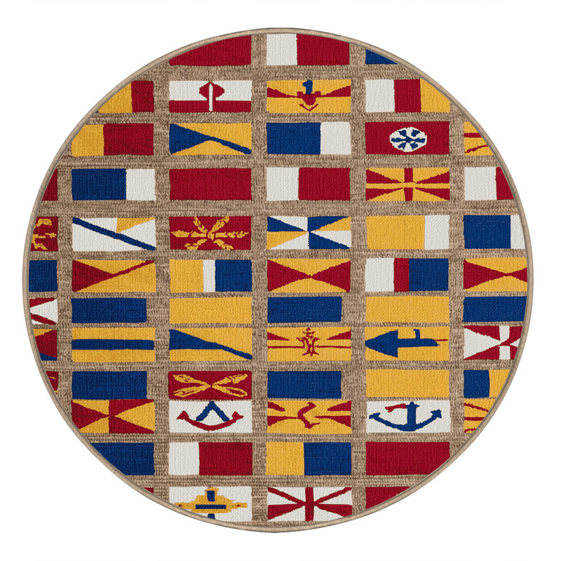 Washable Ships flags Nautical Area Rug, Rectangle 3' x 5'