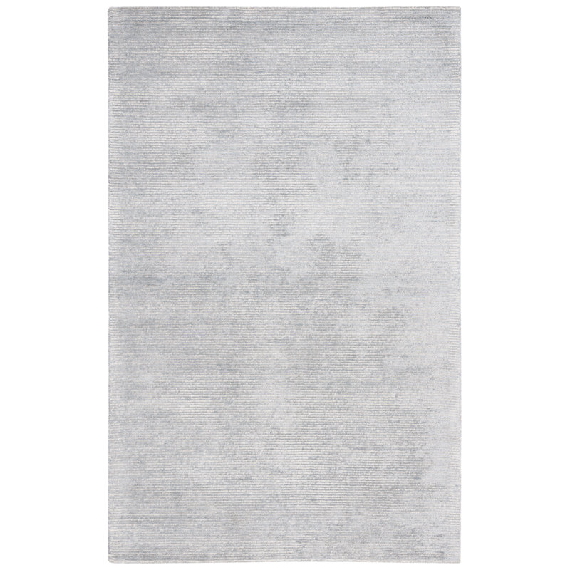 Xaylee Hand Tufted Viscose/Wool/Cotton Solid Color Rug in Light Gray/Gray, Rectangle 6' x 9'