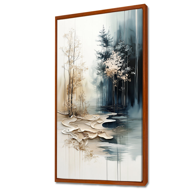 Beige bleu Beulah II - impressions sur toile tranquilles, art mural encadré chaleureux, H 32 po x l 16 po