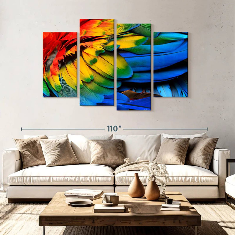Brampt Rainbow Feathered Macaw, 54" H x 84" W