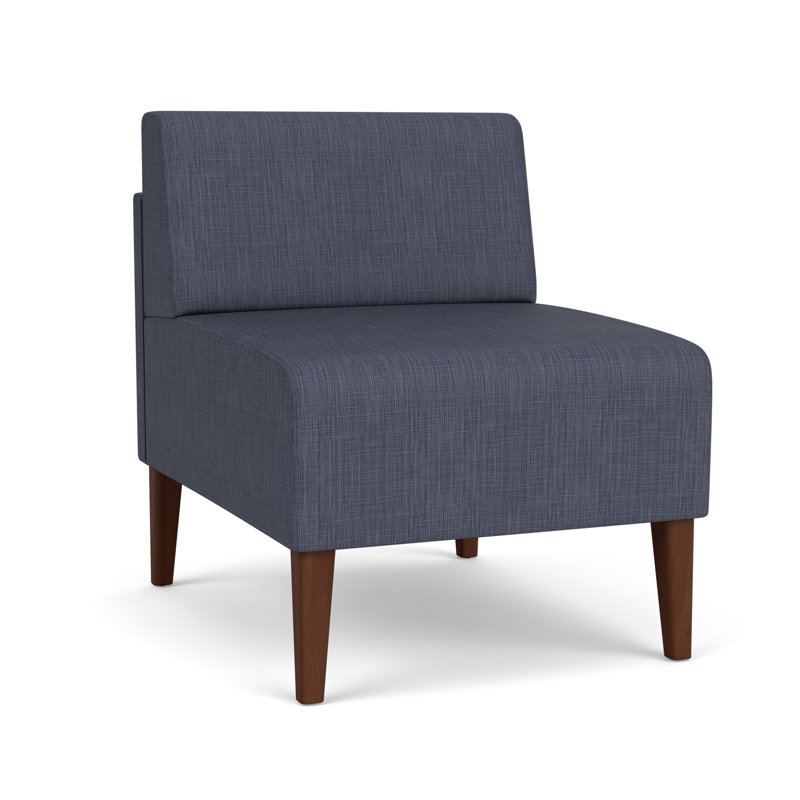 Chaise d'invité sans accoudoirs Luxe Lounge, Bois de noyer, Plot Line bleu marine