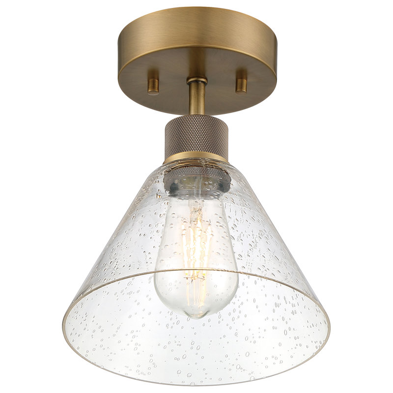 Southglenn Glass Semi Flush Mount, Antique Brushed Brass