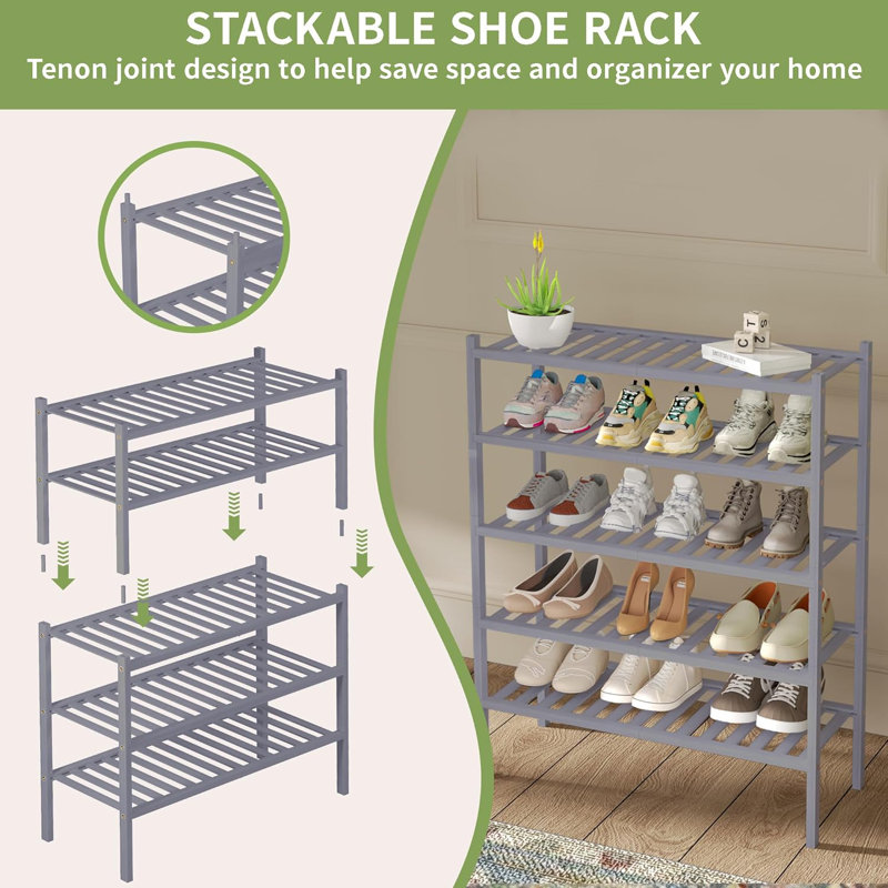 3-tier Bamboo Shoe Rack Grey