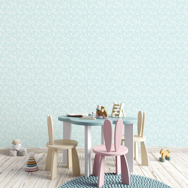 Tiny Tots 2 Koala Leaf Design 33' L x 21" W Wallpaper Roll, Turquoise