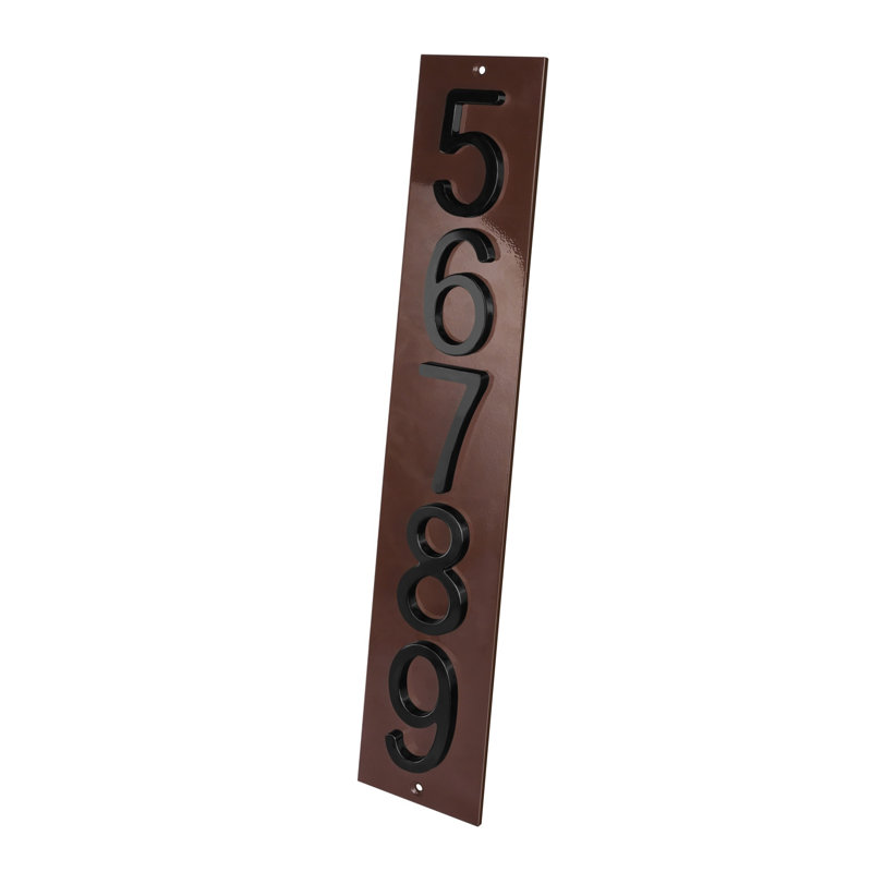 Plaque d'adresse verticale Amgo, Brun, Noir, noir, noir, noir, Oui