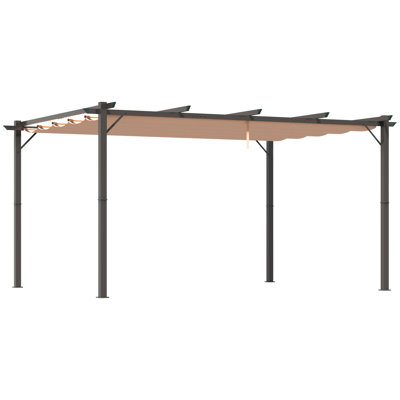 Pergola de patio en aluminium 10 'x 13' avec auvent rétractable, abri de jardin pour la véranda, fête extérieure, jardin, pavillon de jardin