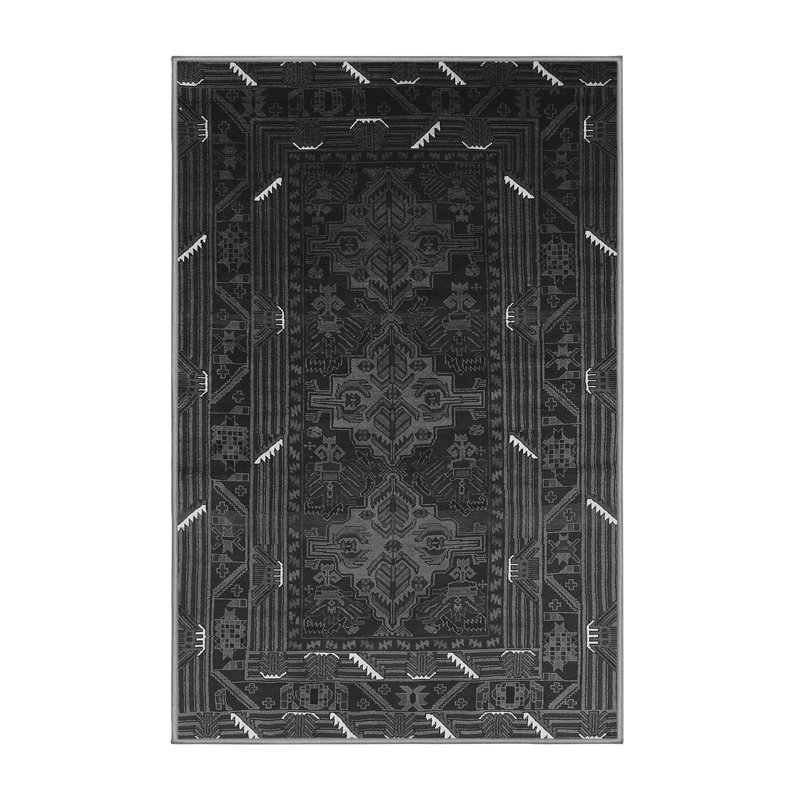 Tapis gris Mid-Century Modern 3200, Rectangle 2 pi x 4 pi