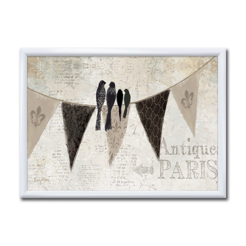 «French Bird Flea Market», reproduction sur toile encadrée, H 20 po x l 20 po x P 1 po, Cadre blanc