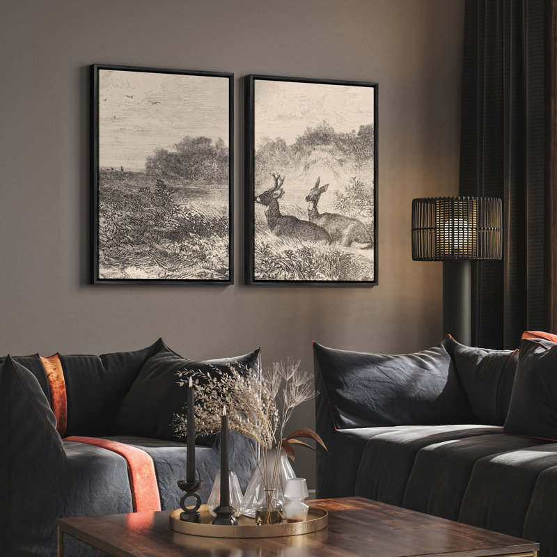 Art mural encadré rétro antique classique pour chambre à coucher, Noir, H 24 po x l 16 po