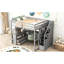 Lit mezzanine double en bois massif gris avec bureau, tablettes, tiroirs et tablette de rangement-1023996849-1023996851