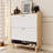 31.5 Inch Nordic Style Shoe Storage Cabinet With 2 Flip Drawers, Freestanding Organizer With Solid Wood Legs For Entryway, Narrow Shoe Rack Cabinet (White And Solid Wood Color Matched), Shoe Storage